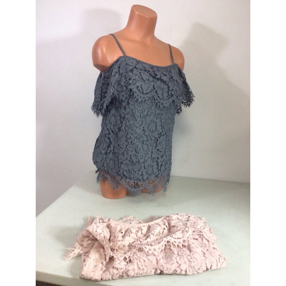 Lace Top Romantic Y2K Blouse Lot of 2 Womens Medium New